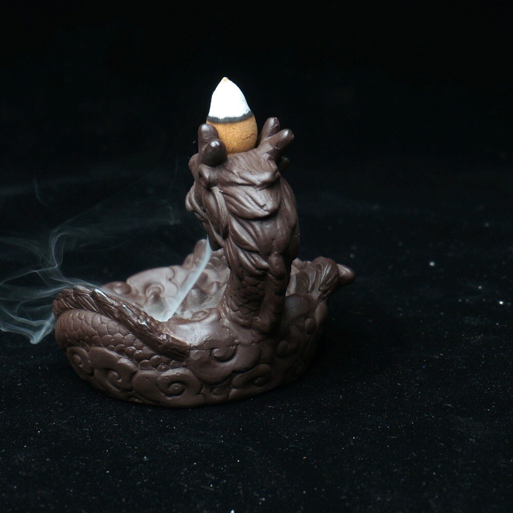 Dragon Statue Backflow Incense Burner  Ceramic Sandalwood Censer Home Ornaments Figurines Backflowing Sandalwood Incensory