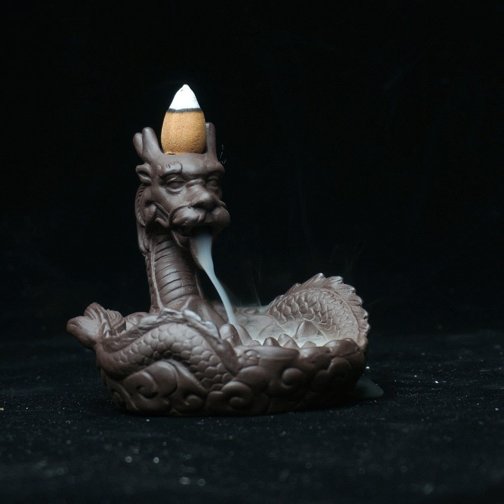 Dragon Statue Backflow Incense Burner  Ceramic Sandalwood Censer Home Ornaments Figurines Backflowing Sandalwood Incensory