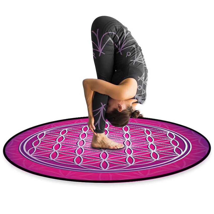 Sacred Spiritual Flower of Life Round Area Rug Living Room Floor Mat Bedroom Decoration Yoga Meditation Galaxy Carpets Non-slip