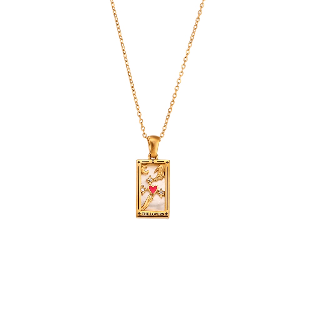 2022 New Design Christmas Jewelry Gift Colorful Gometric Meaningful Moon Sun Lover Stainless Steel Tarot Necklaces For Women